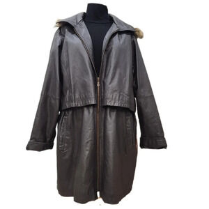 Vintage Veranesi Leathee Coat, Dark Brown, Women's 24W